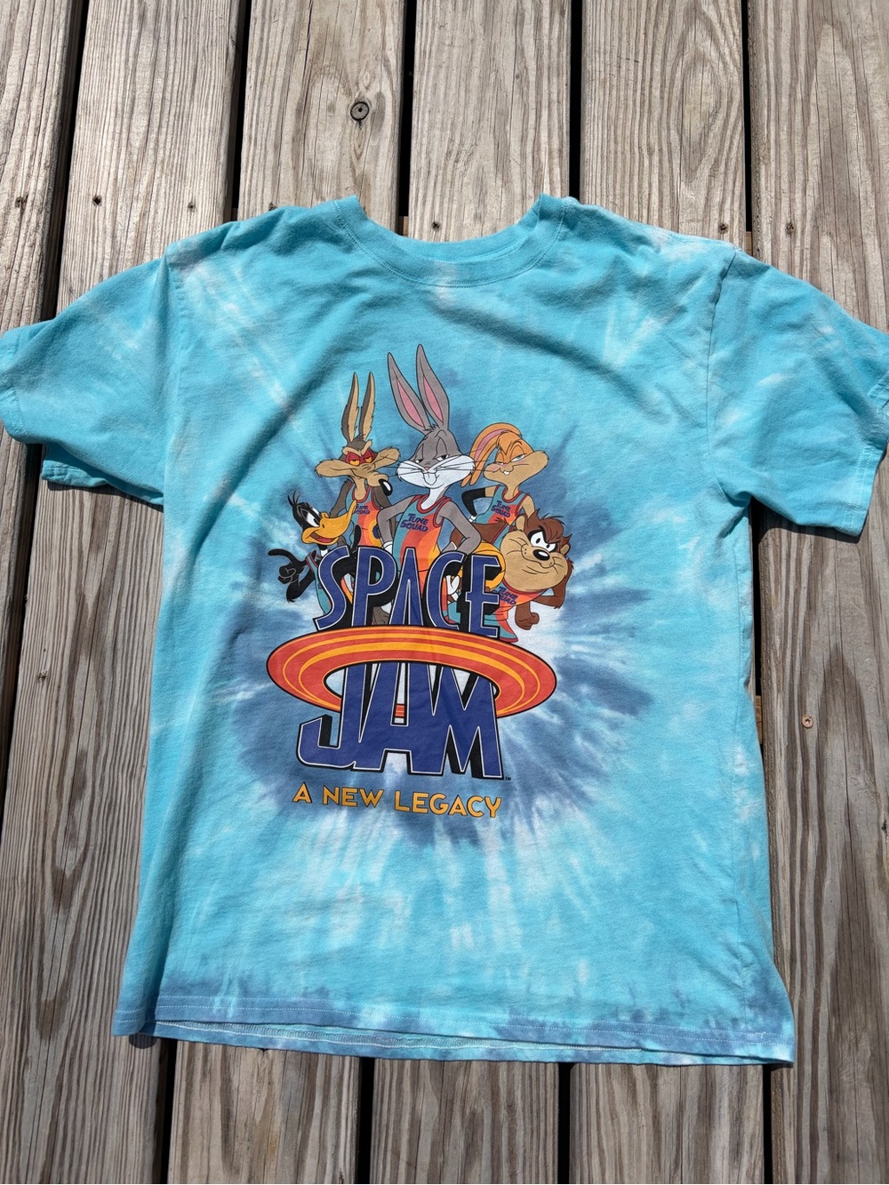 Space Jam A New Legacy Shirt Unisex Adult Medium Blue Tie Dye Short Sleeve Tune